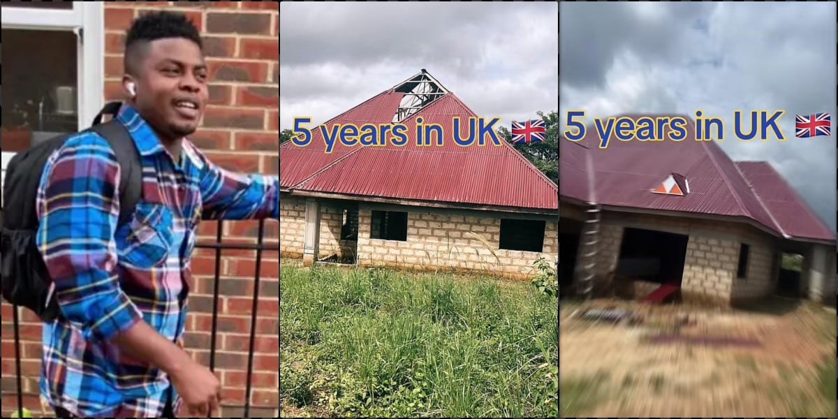 Man flaunts progress of house in Nigeria after 5 years of hustling in UK