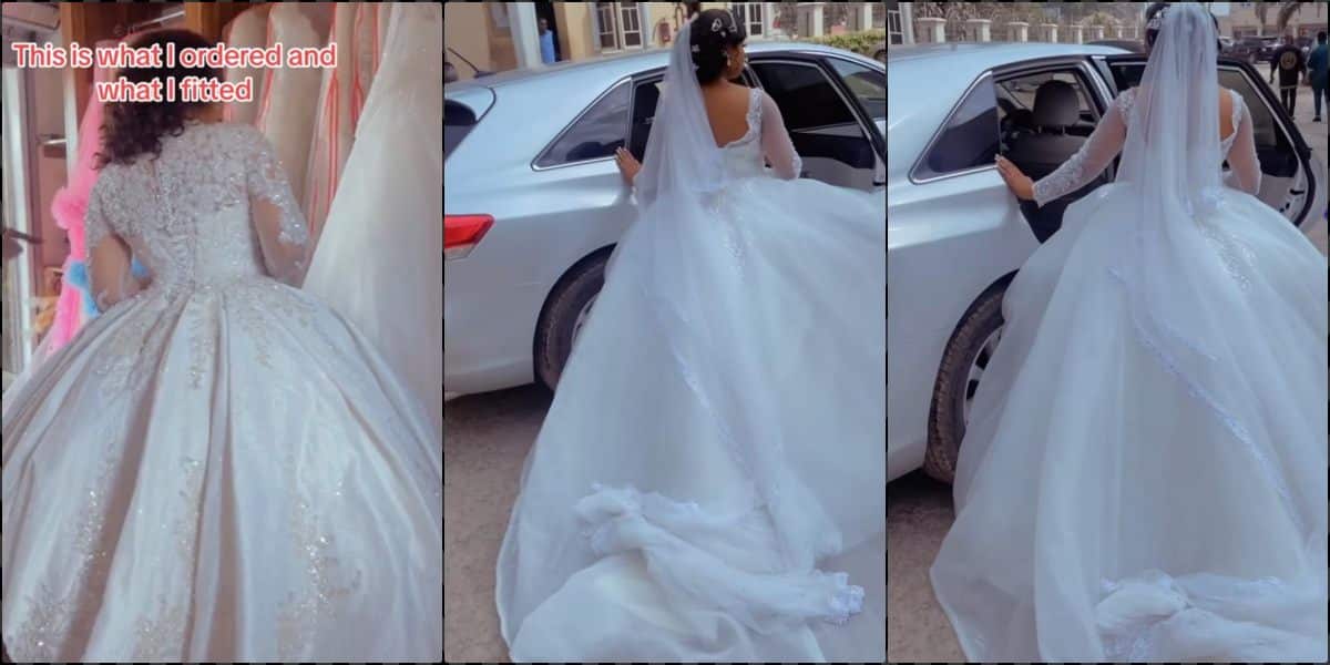 Lady weeps, shares gown ordered versus what she got on wedding day