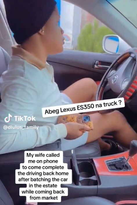 Lady furious as she faults husband after bashing her car