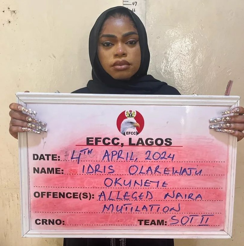 Bobrisky mugshot naira abuse 