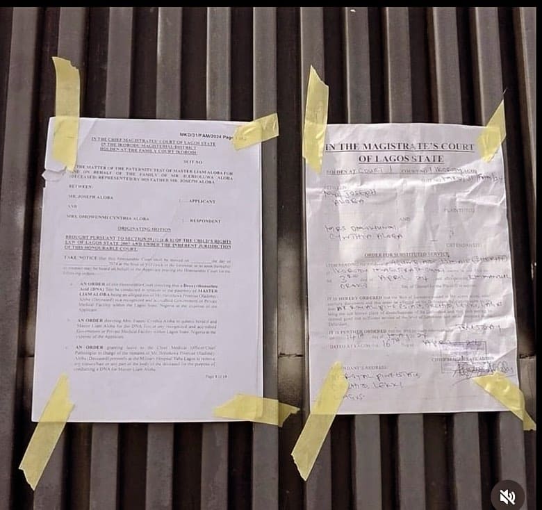 Mohbad’s father plasters court order for Liam's DNA test on Wunmi’s gate