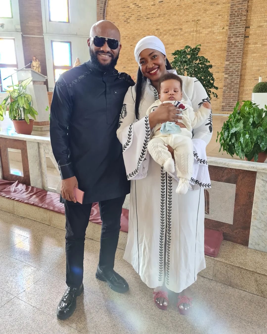 Yul Edochie and Judy Austin take their second child for baptism, share adorable photo