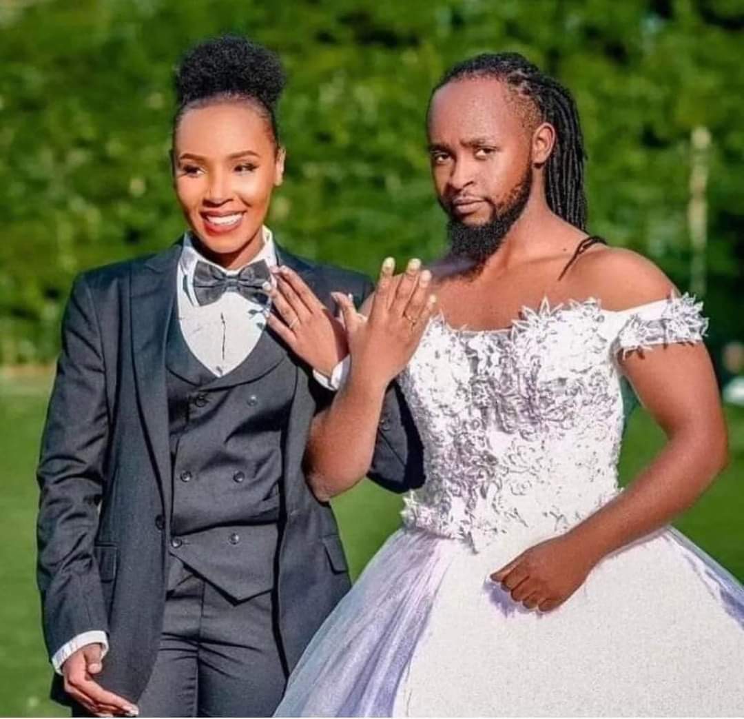 Couple swaps roles and outfits for wedding ceremony