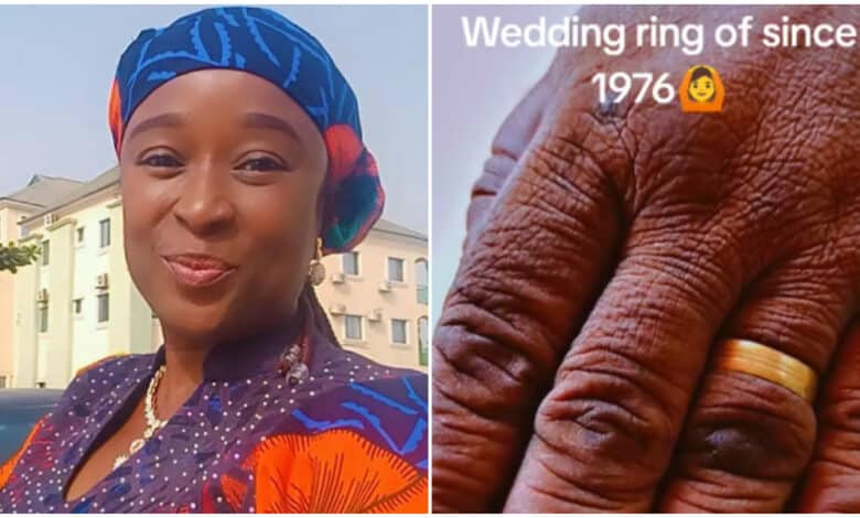 "Haven't removed it since 1976" - Nigerian woman who has worn her wedding ring for almost 50 years flaunts it online