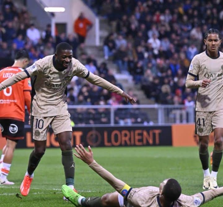 Dembele, Mbappe bag brace as PSG move within reach for Ligue 1 title