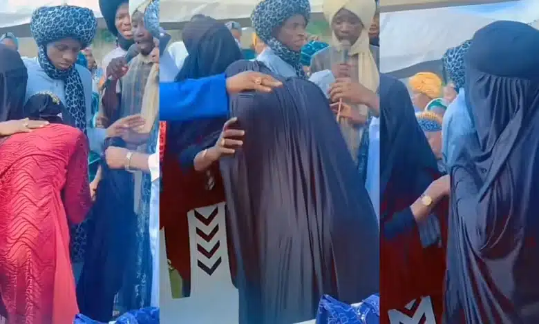 “Na by force” — Netizens ask as Muslim lady breaks down in tears during her jilbab ceremony