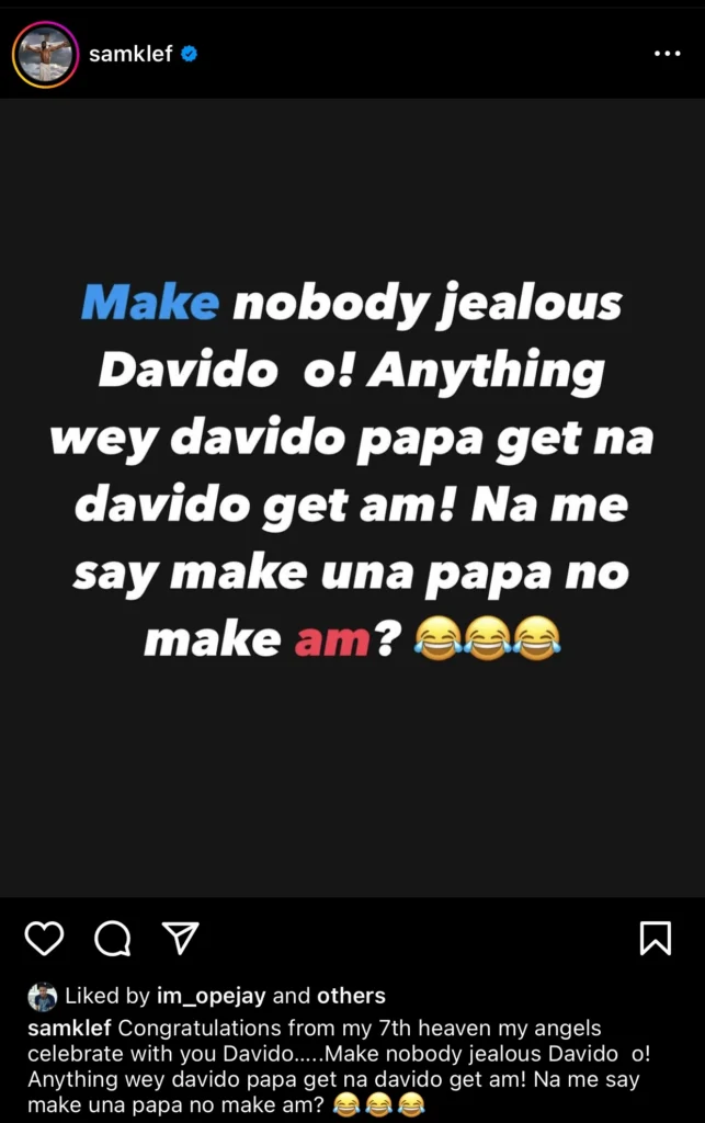 “Na Davido papa buy the jet no be am” — Samklef insists