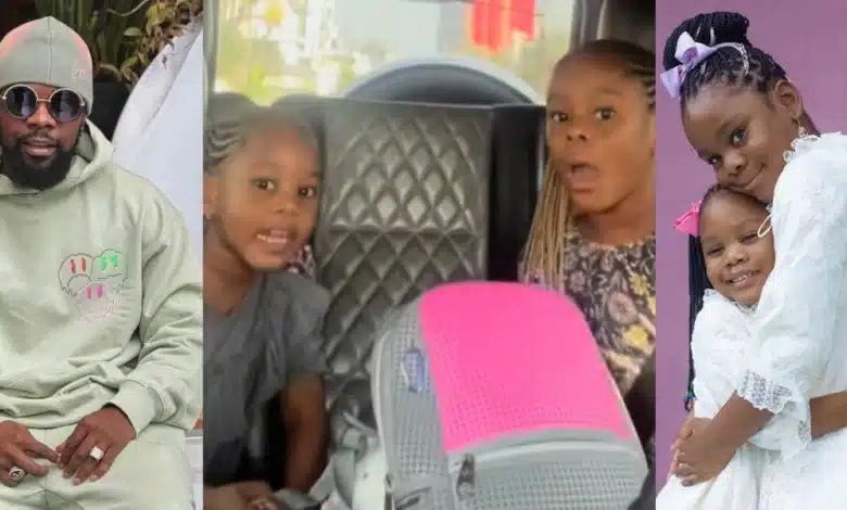 “Daddy are you clumsy” — Patoranking’s daughters ask him as he fails to pronounce a word well