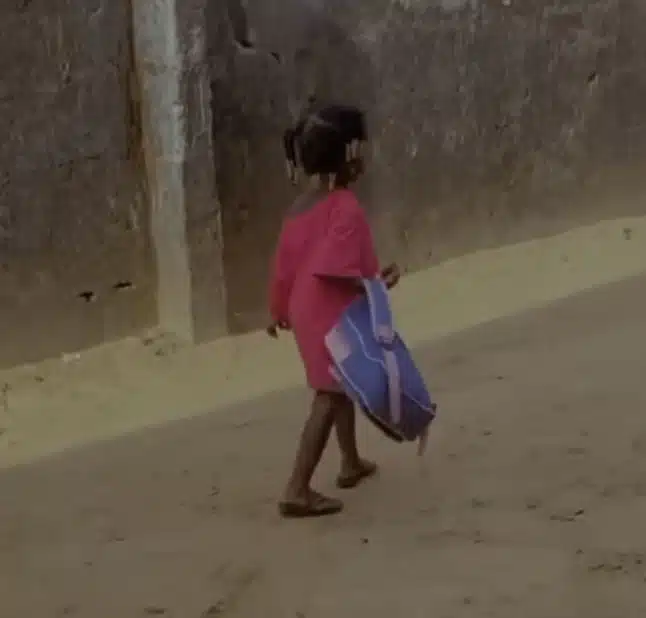 Little girl leaves home with her bags after her mother punished her