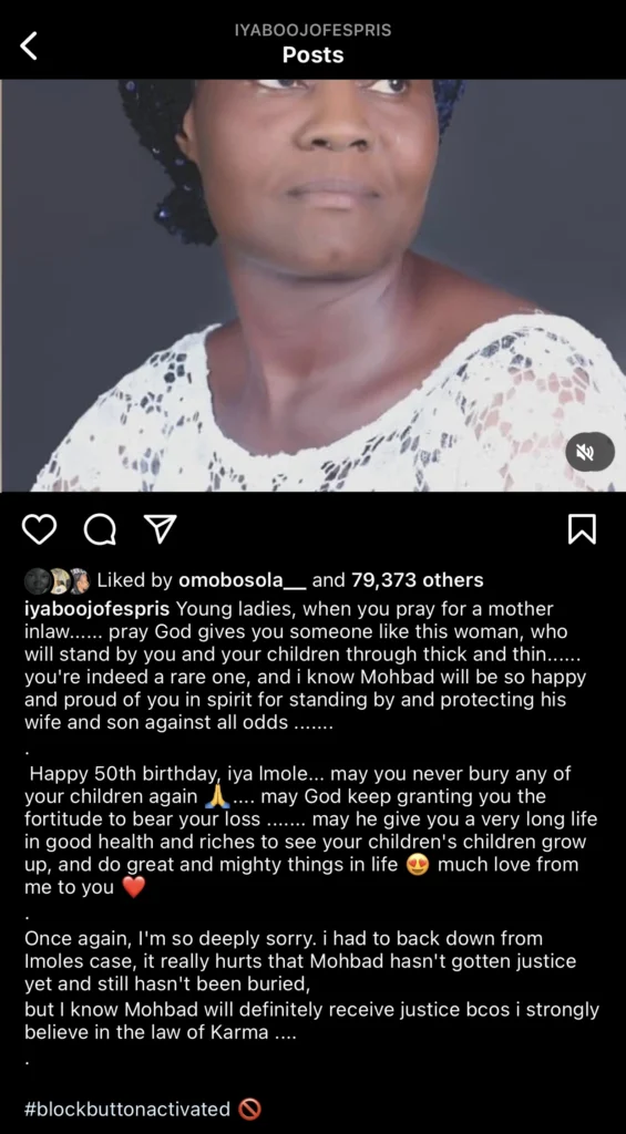 Iyabo Ojo advises women to pray for a mother-in-law like Mohbad’s mother