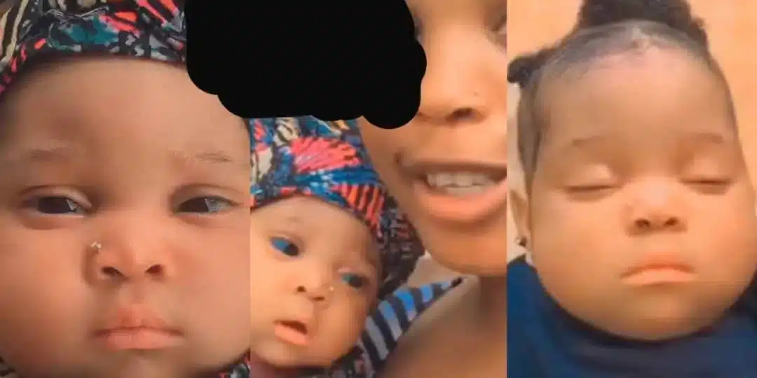 Netizens rage as mother pierces her little baby’s nose