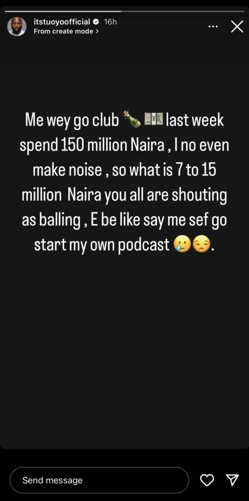 BBN housemate, Tuoyo Ideh states amount he spent at the club recently