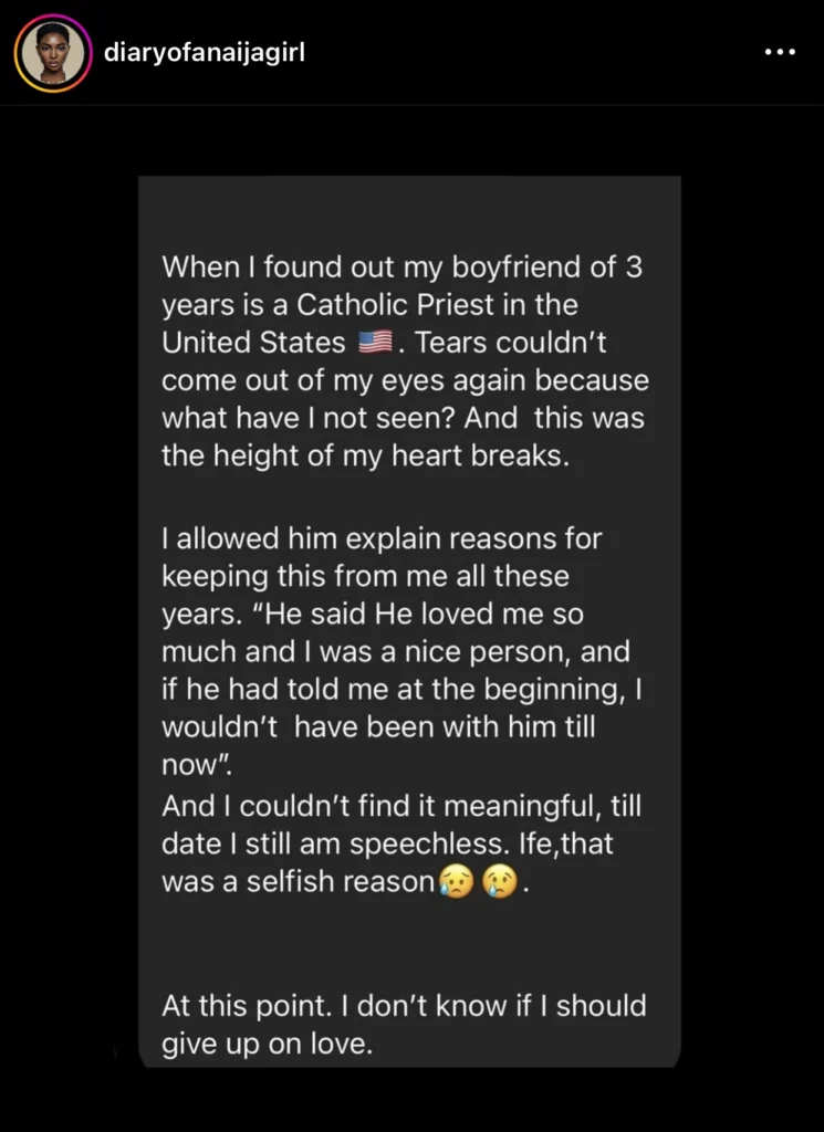 Woman in pains as she discovers boyfriend’s true occupation