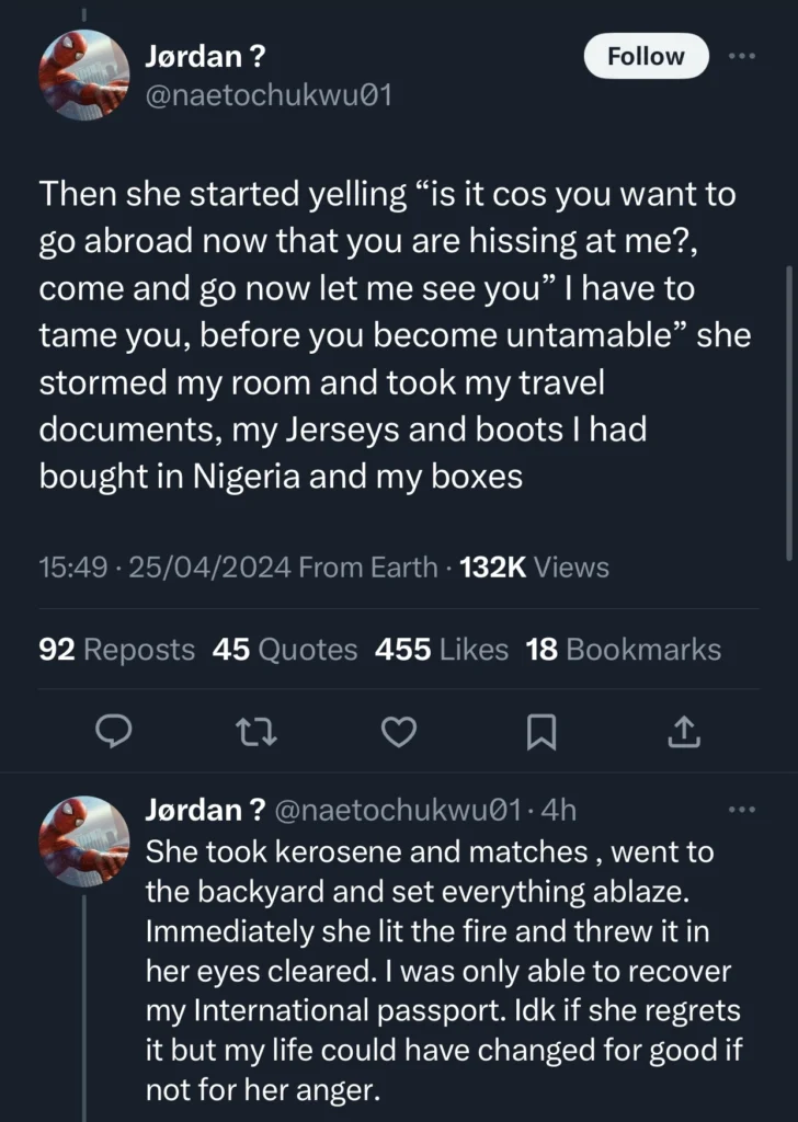 Man narrates how his mother ended his plans to travel out of Nigeria