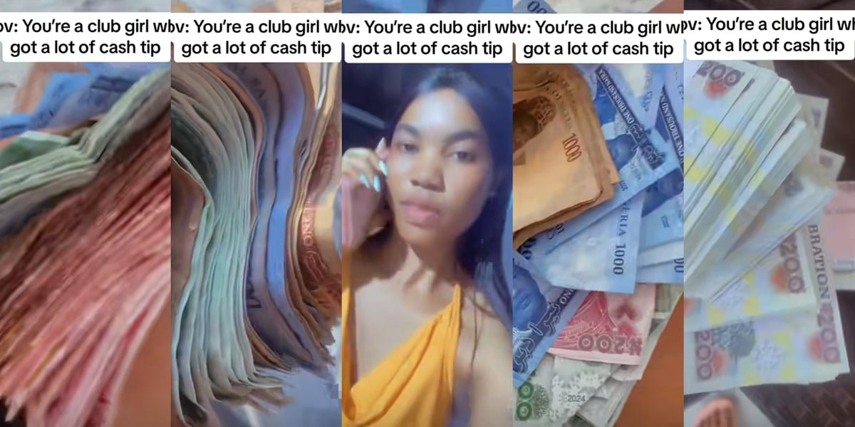 Nigerian club worker flaunts tip money earned throughout the week online 