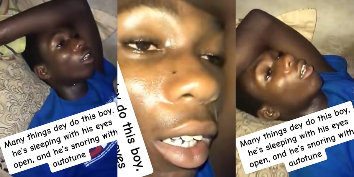 Nigerian man sleeps with both eyes open, sounds like a blender as he snores very loudly
