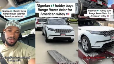 Nigerian man buys brand-new Range Rover Velar for American wife after 7-month stay in USA