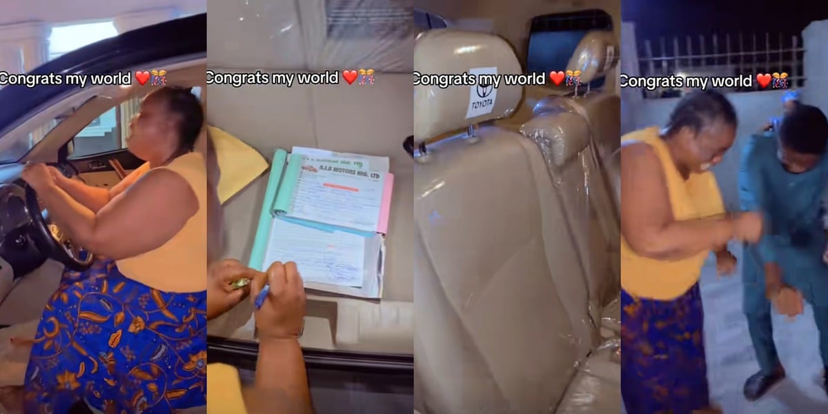 Heartwarming moment as son surprises mother with brand new car, her reaction goes viral