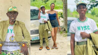 Heartwarming moment as Nigerian lady honors parents by wearing NYSC uniform for them