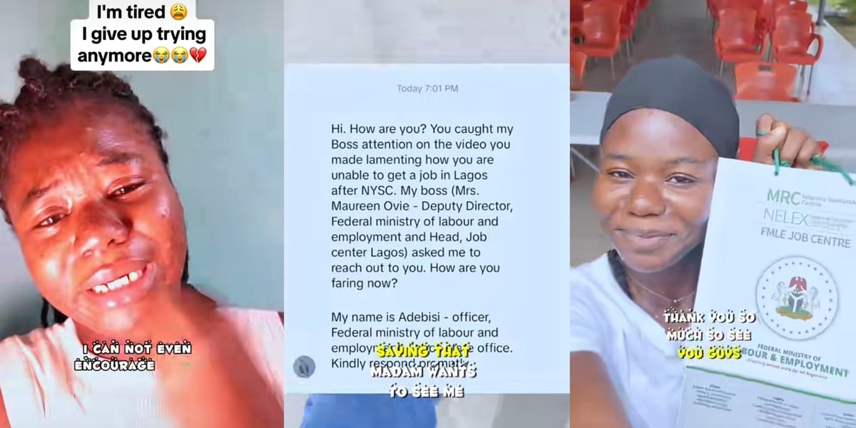 NYSC graduate's viral cry for employment lands her Federal Ministry job