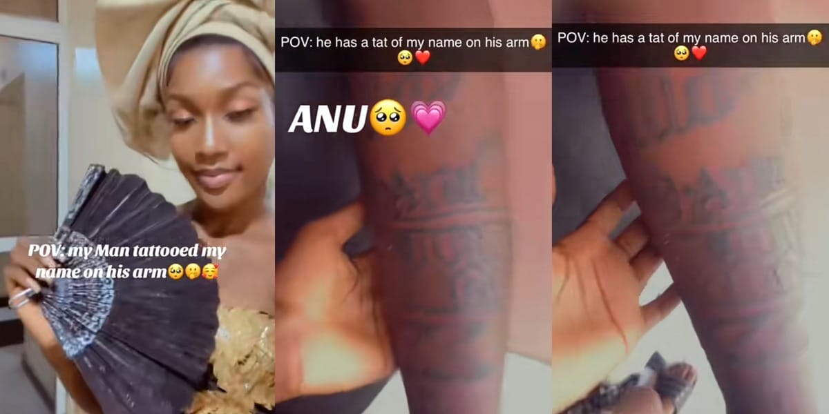 Young Nigerian man gets permanent tattoo of girlfriend's name to prove his love