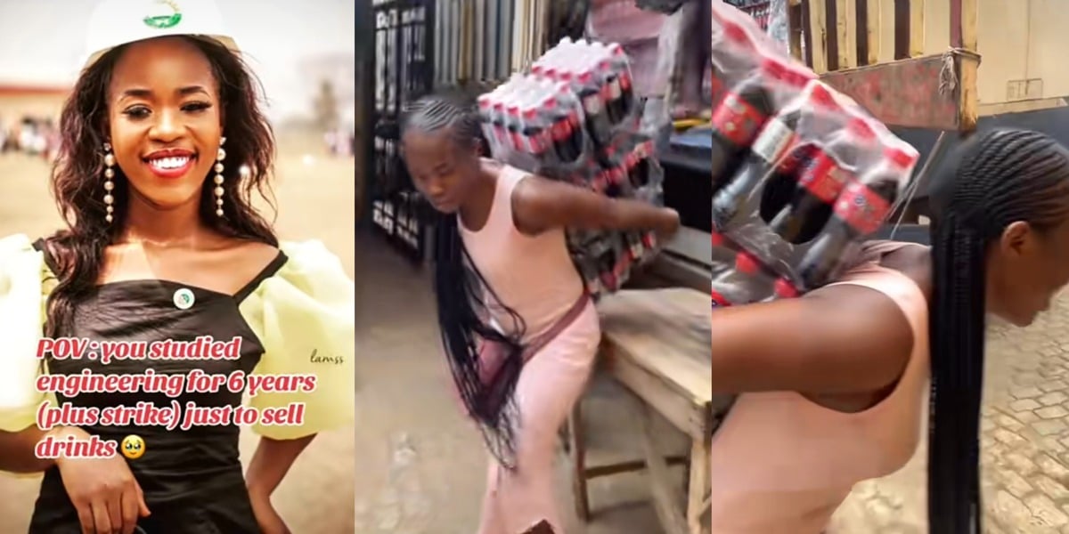 Nigerian lady who studied engineering in OOU for 6 years ends up as drink seller