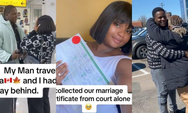 "Omoh love is sweet o" — Heartfelt moment a Nigerian lady joins her husband in Canada