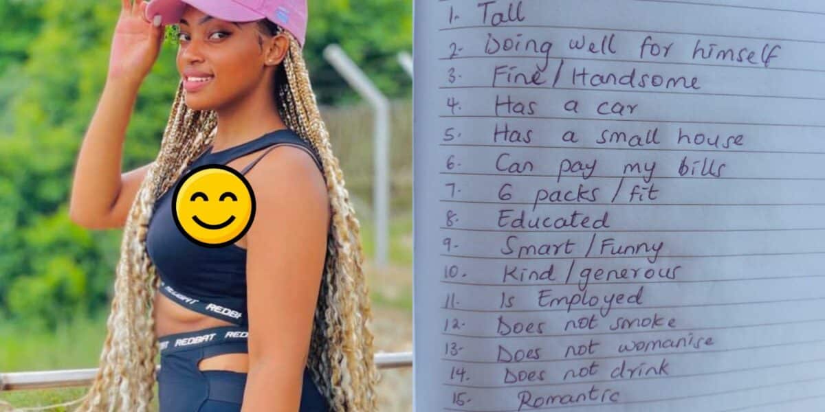 Lady causes stir online as she lists out her requirements in a man