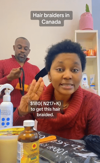 Canada-based man stuns many as he skillfully braids wife's hair himself due to high cost of saloon visit