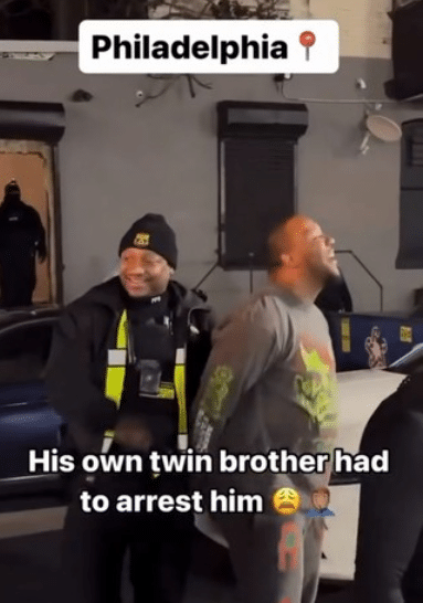 Moment police officer arrested his twin brother in US