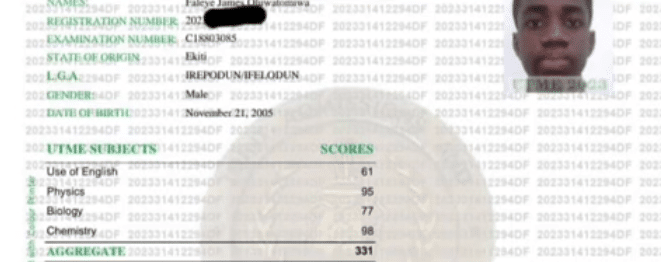 Nigerian boy who scored 331 in 2023 UTME shares secret of how he achieved the score