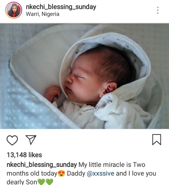 "I know you all are shocked" – Nkechi Blessing announces birth of her baby boy with boyfriend, Xxssive