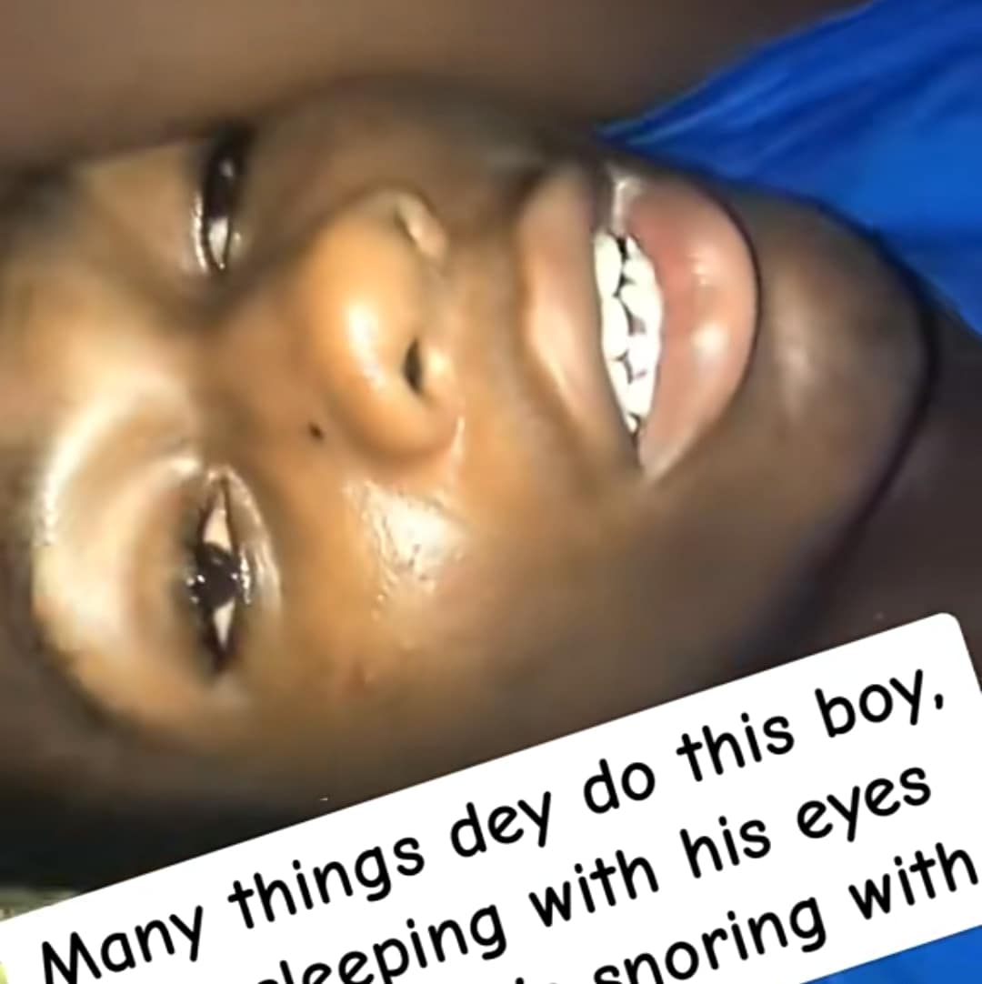 Nigerian man sleeps with both eyes open, sounds like a blender as he snores very loudly