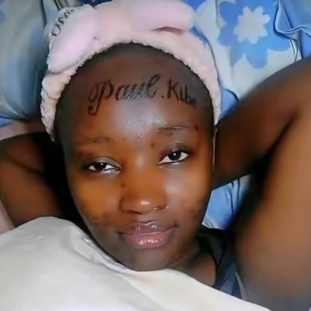 Woman tattoos boyfriend's name, Paul Kibe on forehead