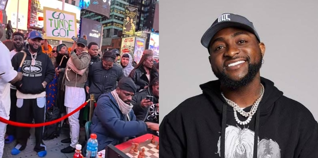 Davido, wife surprise chess master Tunde Onakoya during Guinness World Record attempt