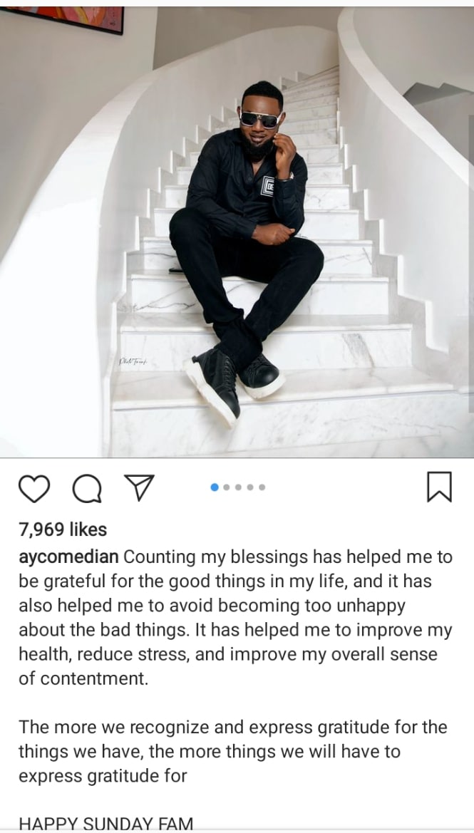 AY Makun shares what counting his blessings has done for him