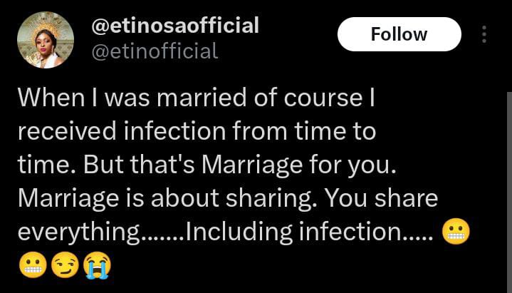 Etinosa Idemudia opens up on contracting infections from her ex-husband