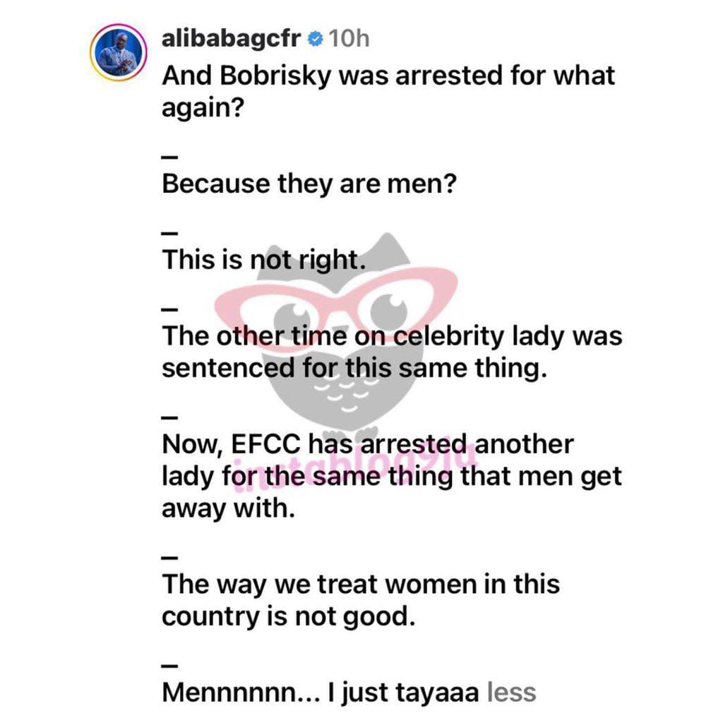 Why the arrest of Bobrisky by the EFCC is not right – Alibaba 