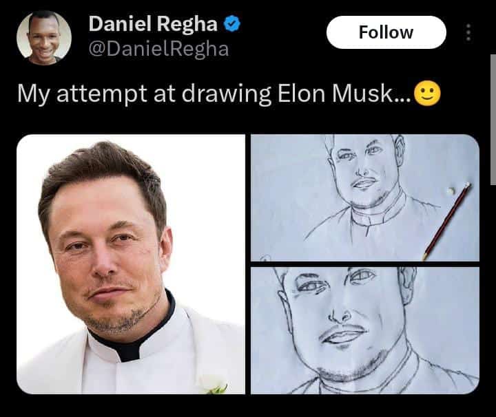 Reactions trail Daniel Regha's elegant drawing of Elon Musk