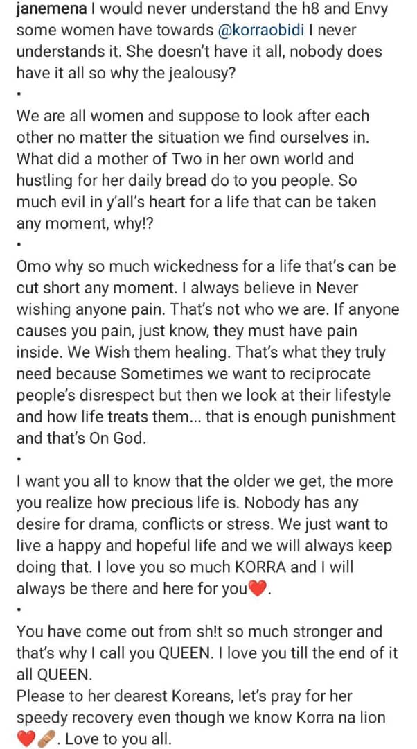 Jane Mena reacts to recent attack on Korra Obidi in the UK