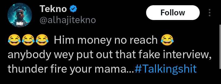 Tekno debunks reports of receiving massive royalties from Kizz Daniel for 'Buga'