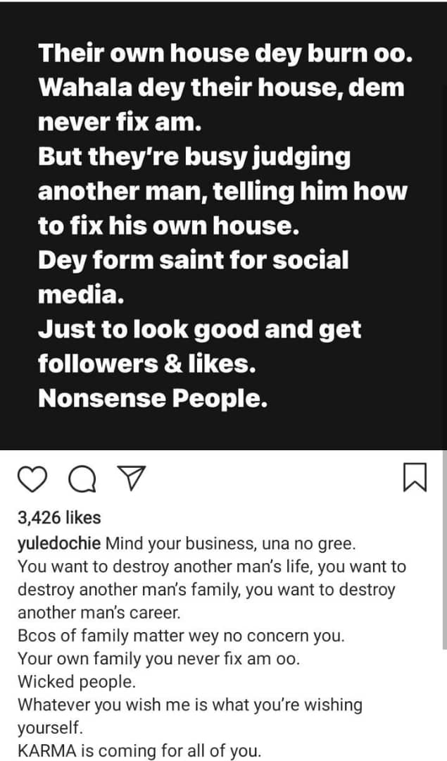 Yul Edochie slams naysayers, preaches karma