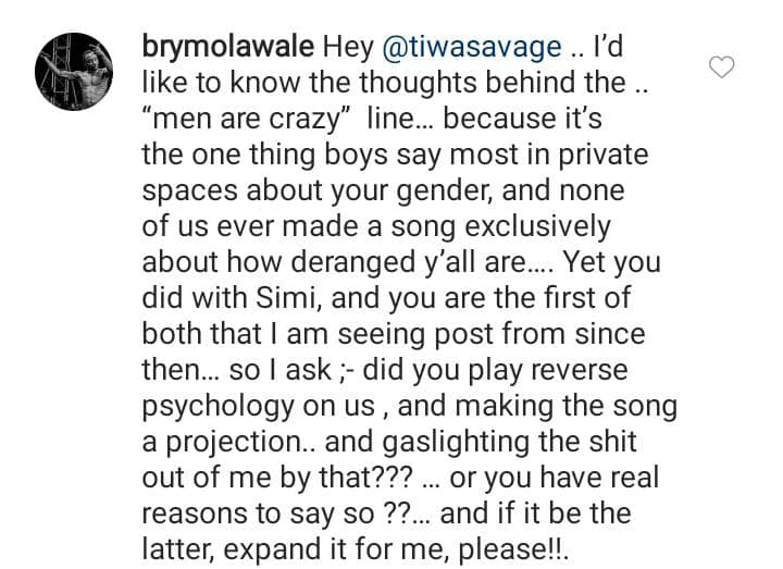Brymo queries Tiwa Savage about lyrics of her song with Simi