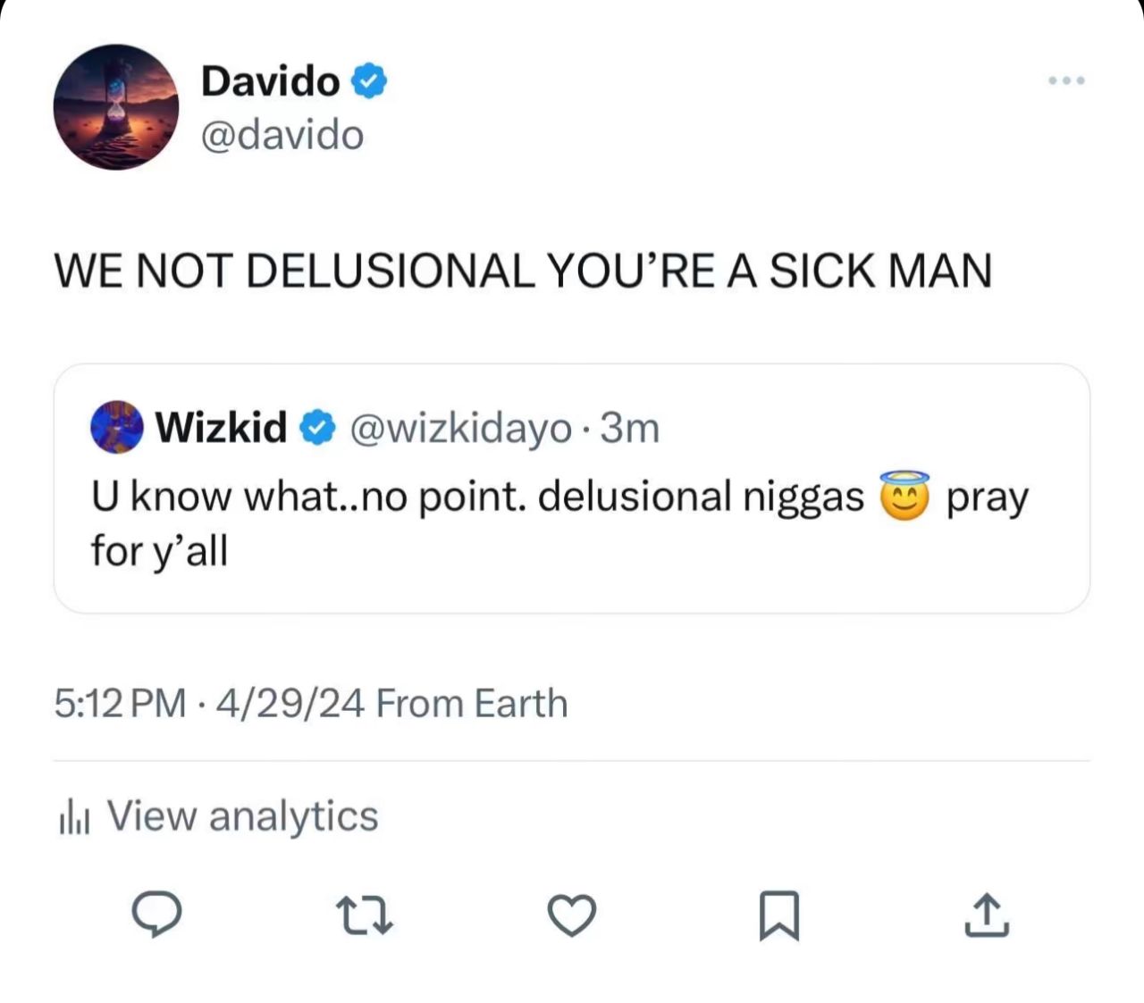 Wizkid brands Davido 'delusional', he responds with anger