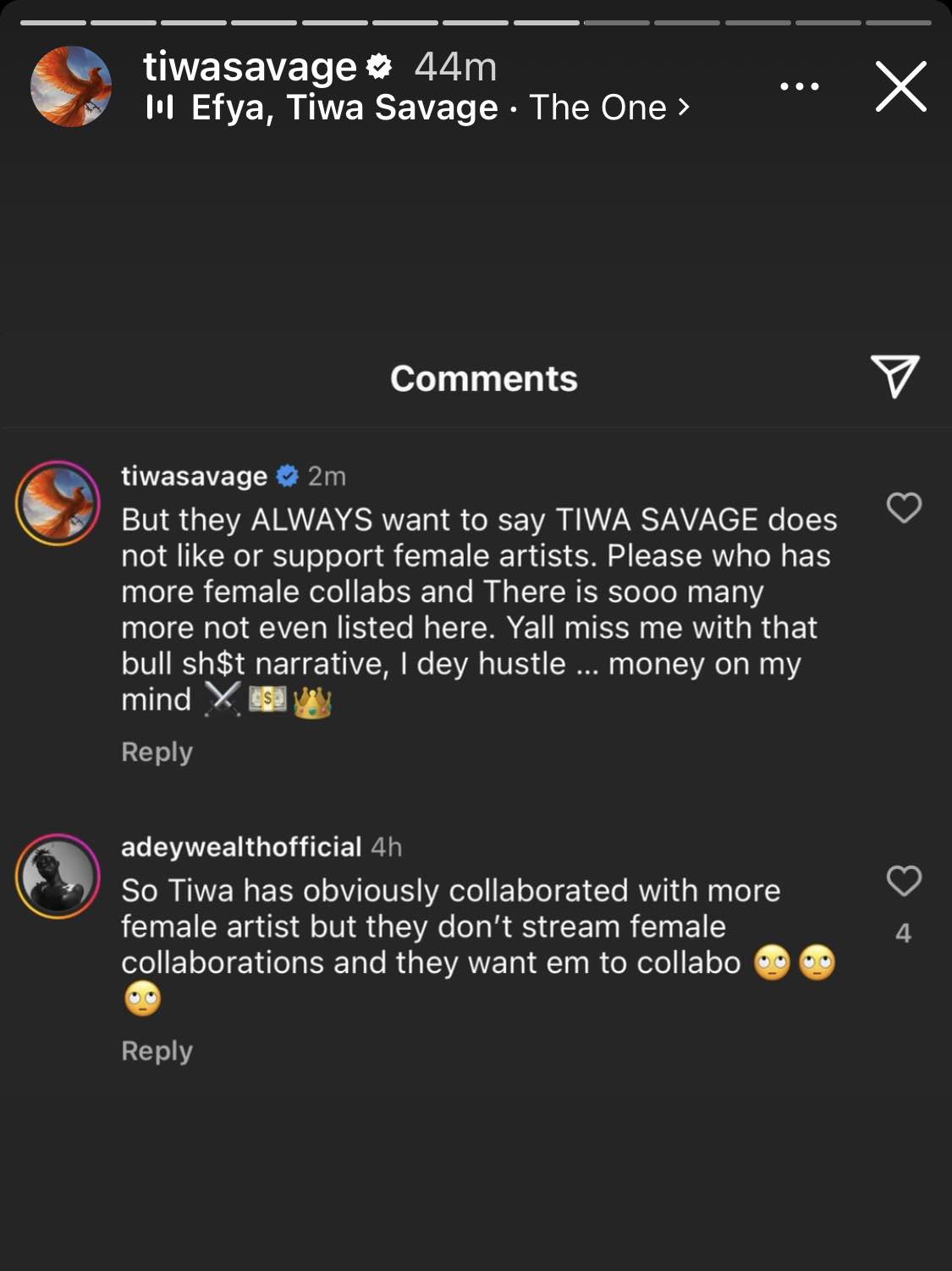 Tiwa Savage shuts down rumors regarding not supporting female artists