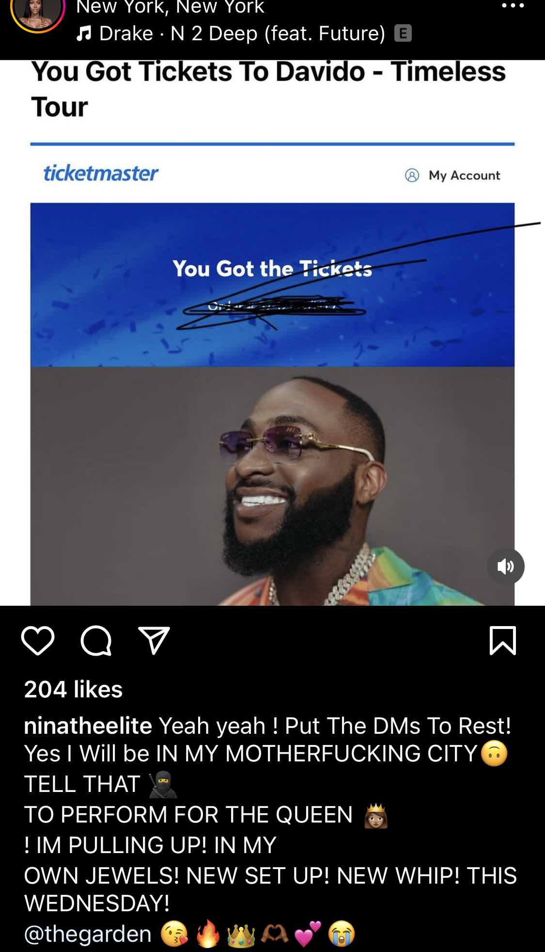 Drama as Anita Brown flaunts ticket to Davido's concert