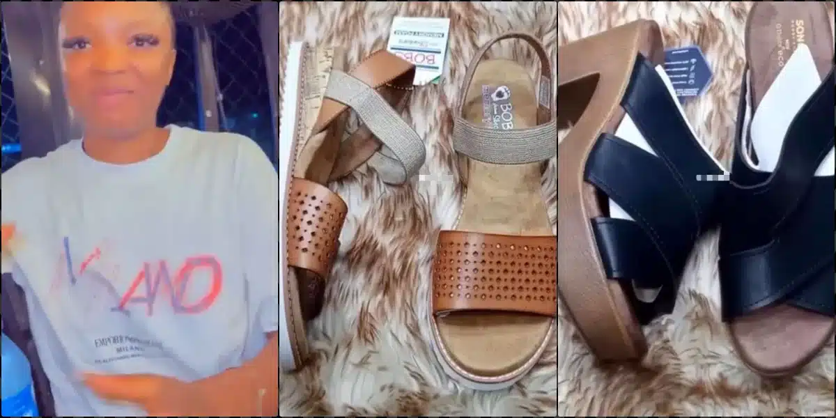 Lady tagged 'ungrateful' as she laments shoes received from aunty abroad