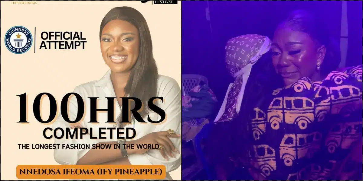 Designer in tears as she breaks record for the longest fashion show