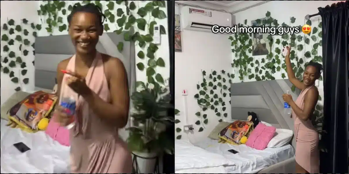 Lady sparks a buzz as she celebrates purchase of an air conditioner