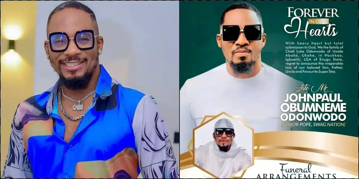 Family addresses missing 'husband' title on Junior Pope's burial poster